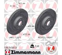 2x Brake disc internally vented 530.2458.53 ZIMMERMANN for SUBARU TOYOTA