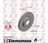 2x Brake disc internally vented 540.2491.20 ZIMMERMANN for SUZUKI OPEL