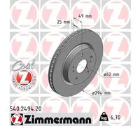 2x Brake disc internally vented 540.2494.20 ZIMMERMANN for SUZUKI