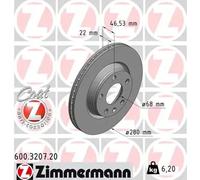 ZIMMERMANN Brake Disc 600.3207.20 Internally Vented Pack of 2