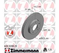 2x Brake disc internally vented 600.3208.20 ZIMMERMANN for VW PASSAT B5