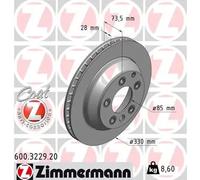 2x Brake disc internally vented 600.3229.20 ZIMMERMANN for PORSCHE VW AUDI