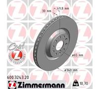 2x Brake disc internally vented 600.3243.20 ZIMMERMANN for VW SKODA SEAT AUDI