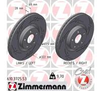 2x Brake disc internally vented 610.3725.53 ZIMMERMANN for VOLVO V90 II Estate