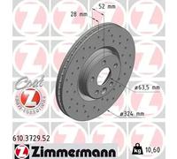 2x Brake disc internally vented 610.3729.52 ZIMMERMANN for VOLVO XC60 I SUV