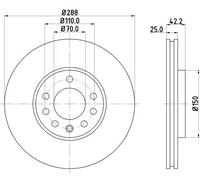 2x Brake disc internally vented 8DD 355 104-681 HELLA for OPEL SAAB
