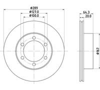 2x Brake disc internally vented 8DD 355 104-761 HELLA for TOYOTA VW