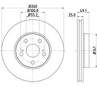 2x Brake disc internally vented 8DD 355 106-511 HELLA for TOYOTA AVENSIS