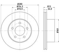 2x Brake disc internally vented 8DD 355 108-591 HELLA for JEEP WRANGLER