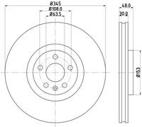 2x Brake disc internally vented 8DD 355 126-371 HELLA for VOLVO POLESTAR