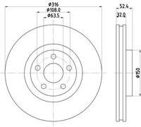 Front Brake Disc Fits Ford S-Max Galaxy 3 Ford USA Edge HELLA 8DD 355 126-701