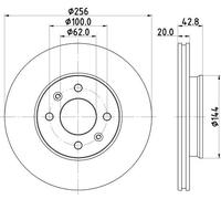 2x Front Brake Disc Fits Kia Picanto 3 Ø 256 mm HELLA 8DD 355 130-001