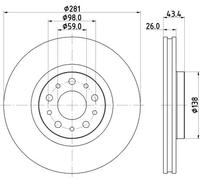 2x Brake disc internally vented 8DD 355 132-131 HELLA for FIAT TIPO Saloon