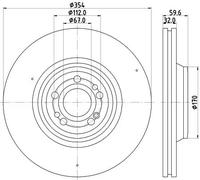 2x Brake disc internally vented 8DD 355 132-221 HELLA for MERCEDES-BENZ GLE
