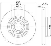 2x Brake disc internally vented 8DD 355 133-371 HELLA for MERCEDES-BENZ A-CLASS