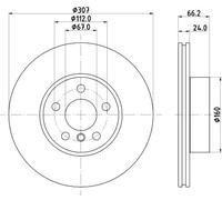 2x Brake disc internally vented 8DD 355 133-801 HELLA for BMW 3 3 Touring