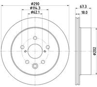 2x Brake disc internally vented 8DD 355 134-531 HELLA for LEXUS IS III