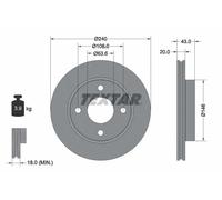 2x Brake disc internally vented 92051003 TEXTAR for FORD MAZDA