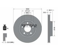 2x Brake disc internally vented 92083505 TEXTAR for AUDI VW