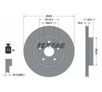2x Brake disc internally vented 92093500 TEXTAR for TOYOTA RAV 4