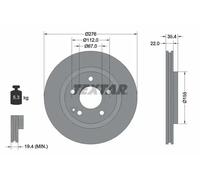 2x Brake disc internally vented 92099603 TEXTAR for MERCEDES-BENZ A-CLASS