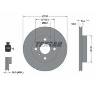 Textar Brake Disc 92103603 - Front Internally Vented - 1 pc - Fits Toyota Yaris (P1) 1999-2005