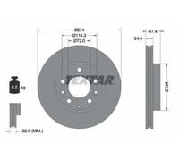 2x Brake disc internally vented 92110400 TEXTAR for MAZDA ISUZU