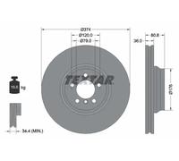 2x Brake disc internally vented 92123003 TEXTAR for BMW 7