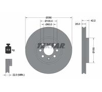 2x Brake disc internally vented 92124603 TEXTAR for OPEL COMBO Box Body/MPV