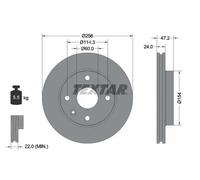 2x Brake disc internally vented 92133500 TEXTAR for DAEWOO CHEVROLET