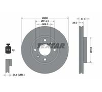 2x Brake disc internally vented 92136600 TEXTAR for HYUNDAI KIA
