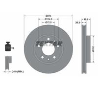 2x Brake disc internally vented 92146900 TEXTAR for KIA SEDONA I