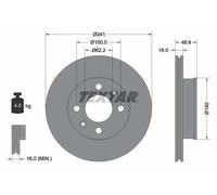 2x Brake disc internally vented 92147103 TEXTAR for KIA HYUNDAI