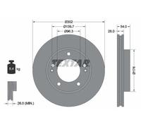 2x Brake disc internally vented 92147303 TEXTAR for KIA SORENTO I SORENTO I VAN