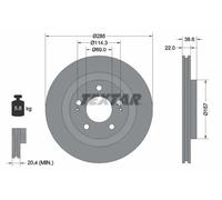 2x Brake disc internally vented 92148500 TEXTAR for MITSUBISHI SHOGUN PININ I