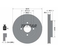 2x Brake disc internally vented 92148703 TEXTAR for MITSUBISHI LANCER VII