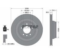2x Brake disc internally vented 92151403 TEXTAR for PORSCHE AUDI VW