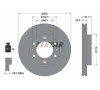 2x Brake disc internally vented 92164500 TEXTAR for KIA SEDONA Mk II