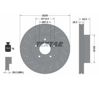 2x Brake disc internally vented 92165003 TEXTAR for MERCEDES-BENZ C-CLASS
