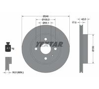 2x Brake disc internally vented 92165603 TEXTAR for DAIHATSU SUBARU