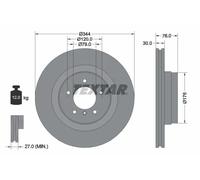 2x Brake disc internally vented 92185103 TEXTAR for LAND ROVER