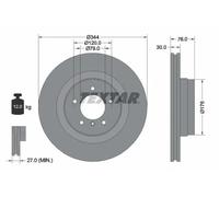 2x Brake disc internally vented 92185103 TEXTAR for LAND ROVER