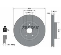2x Brake disc internally vented 92199203 TEXTAR for SUBARU TRIBECA OUTBACK