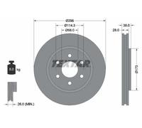 2x Brake disc internally vented 92199603 TEXTAR for NISSAN NAVARA NP300