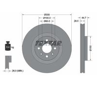 2x Brake disc internally vented 92202203 TEXTAR for ABARTH GRANDE PUNTO PUNTO