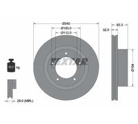 2x Brake disc internally vented 92204603 TEXTAR for TOYOTA LAND CRUISER 200
