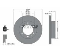2x Brake disc internally vented 92222600 TEXTAR for TOYOTA HILUX VIGO VII Pickup