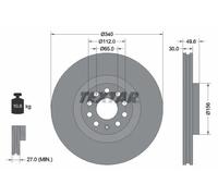 2x Brake disc internally vented 92229805 TEXTAR for VW AUDI SKODA SEAT CUPRA