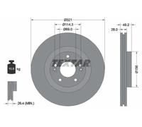 2x Brake disc internally vented 92242905 TEXTAR for KIA HYUNDAI