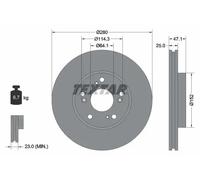 2x Brake disc internally vented 92252503 TEXTAR for HONDA CIVIC IX